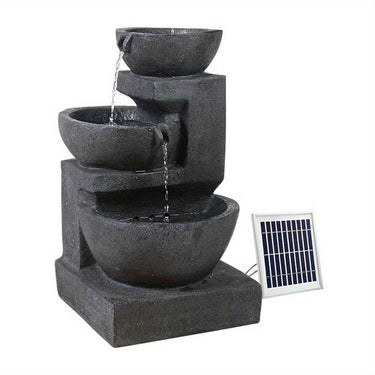 Garden Solar Fountain Water Feature Bird Bath Outdoor LED Lights 3-Tier